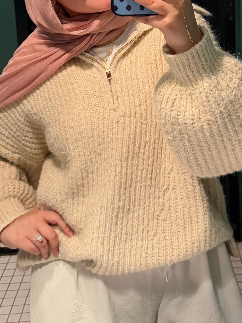Cozy Cream Half-Zip Knit Sweater - Women